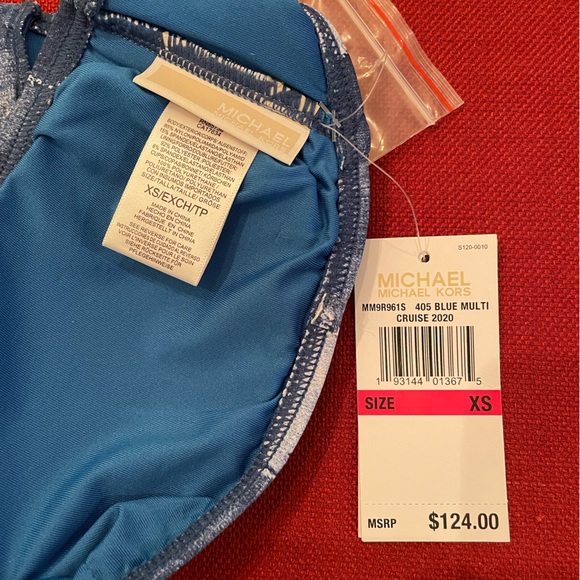 MICHAEL Michael Kors - Bandeau Bikini & Side Zip Bottom - Denim Patchwork - XS - Picture 8 of 12